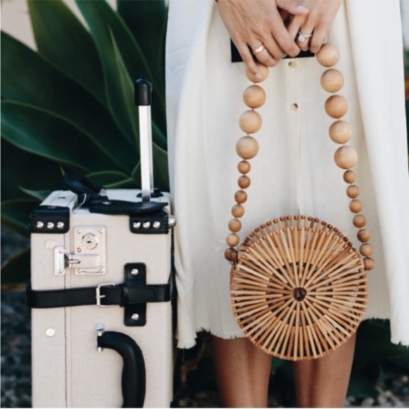 Cult Gaia Luna Wooden Bamboo Round Beaded Bag - Picture 3 of 9